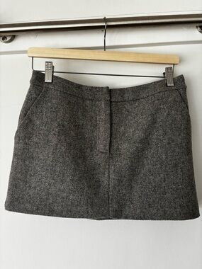 Wool Blend Gray Mini Skirt - Classic Straight Cut